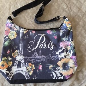 Paris Floral Print Tote Bag